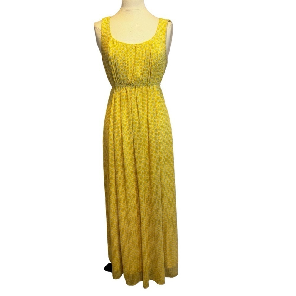 Emma and Michelle yellow print sleeveless maxi dress with belt size 10
